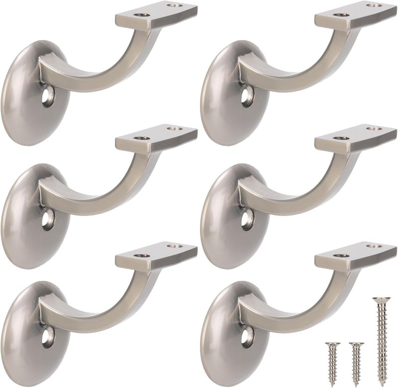 HILLMASTER Steel Handrail Bracket for Indoor Outdoor Stairs, Anti-Rust Hand Rail Brackets Hand Railing Brackets Strong Stair Support for Home Buildings Stairways Handrail,Satin Nickel, 6 Pcs - Image 1